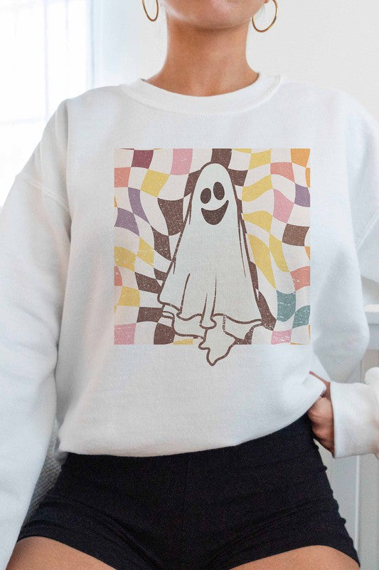 SPOOKY CHECKER GRAPHIC SWEATSHIRT