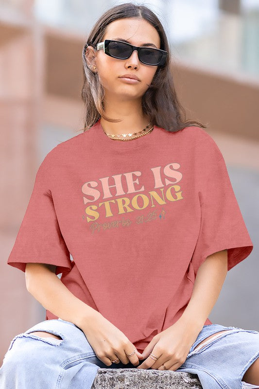 She is Strong, Vintage OVERSIZED Graphic Tee